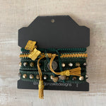 Game Day: Teal Green & Old Gold-  Macrame String Bracelet Set