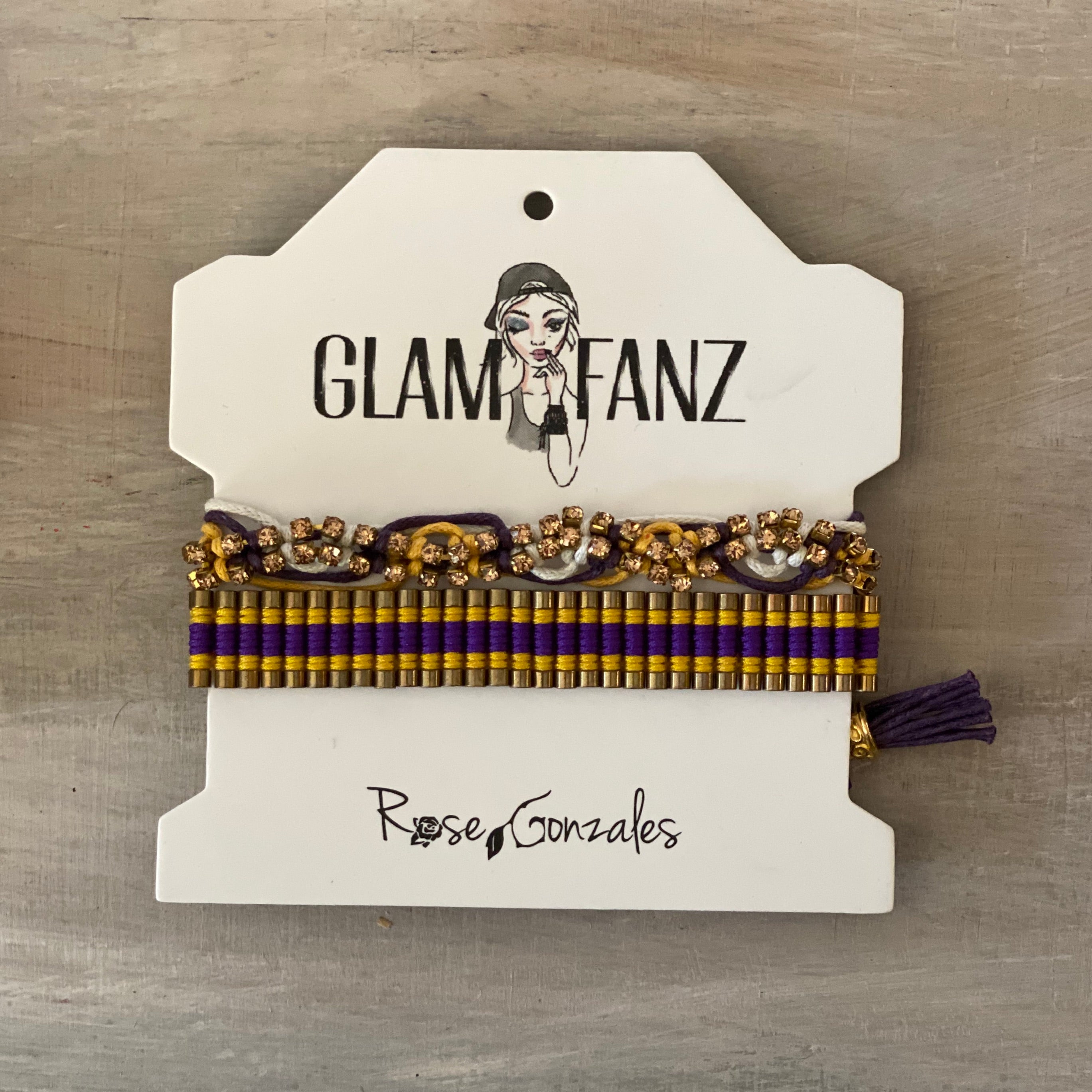 Game Day: Purple, Gold & White - Macrame String Bracelet Set