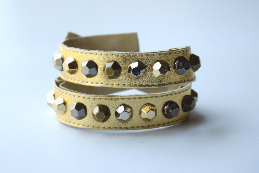Colette Gold Leather Bracelet - Rose Gonzales