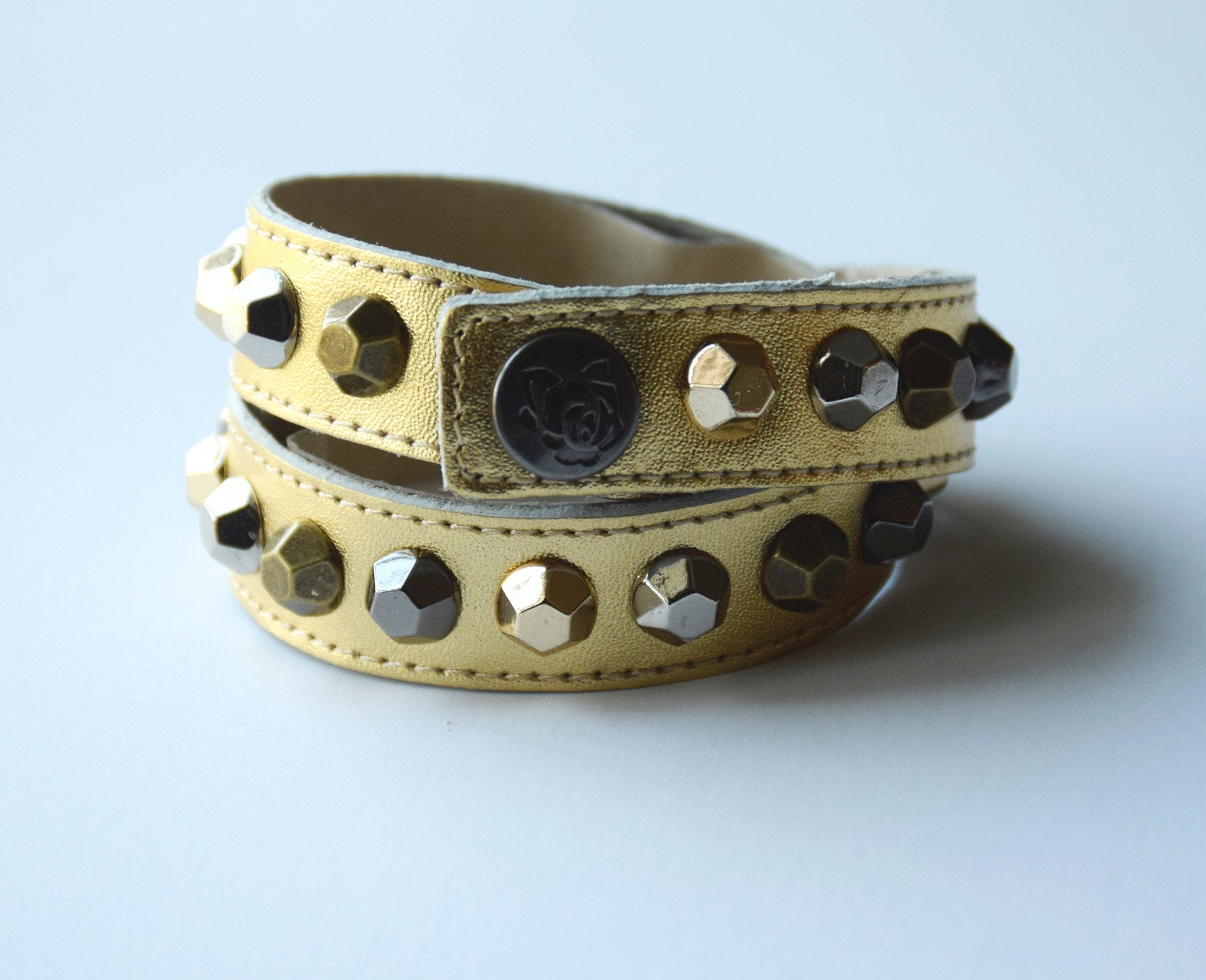 Colette Gold Leather Bracelet - Rose Gonzales