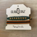 Game Day: Teal Green & Orange - Macrame String Bracelet Set