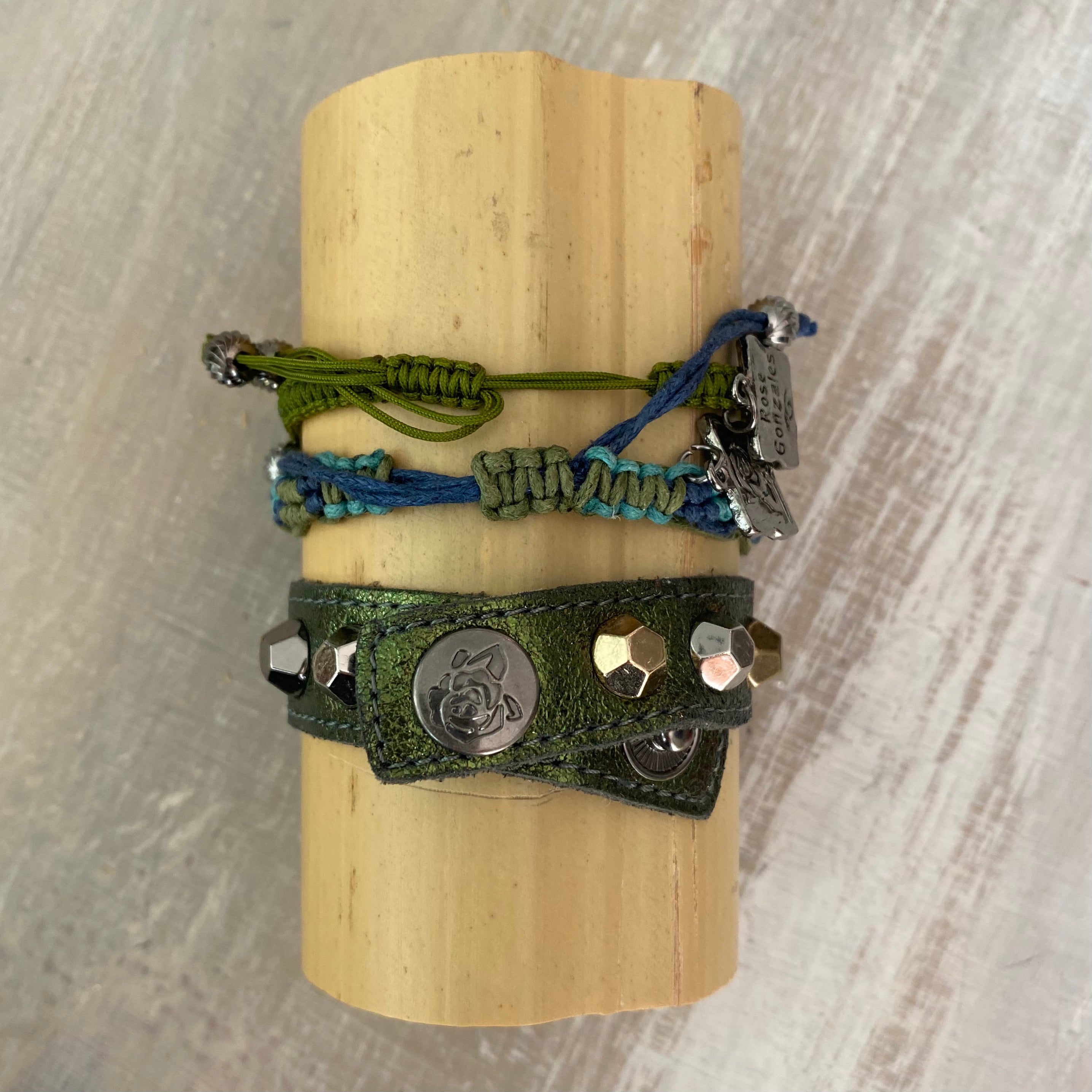 Camp: Macrame String & Leather Bracelet Set