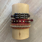 Autumn: Macrame String & Leather Bracelet Set