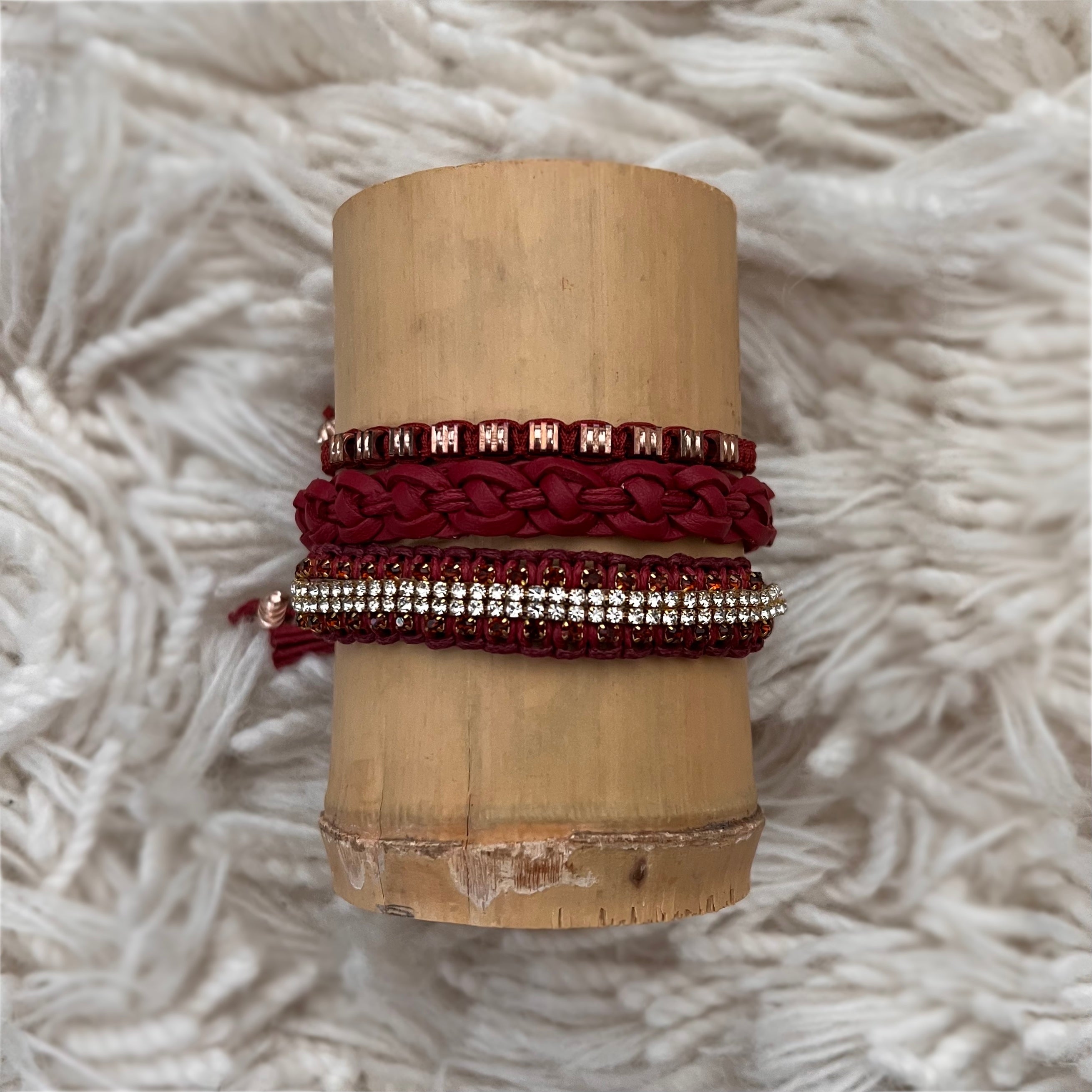 Red Velvet Cupcake : Macrame String Bracelet Set