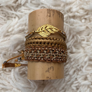 Golden Goddess: Macrame String Bracelet Set