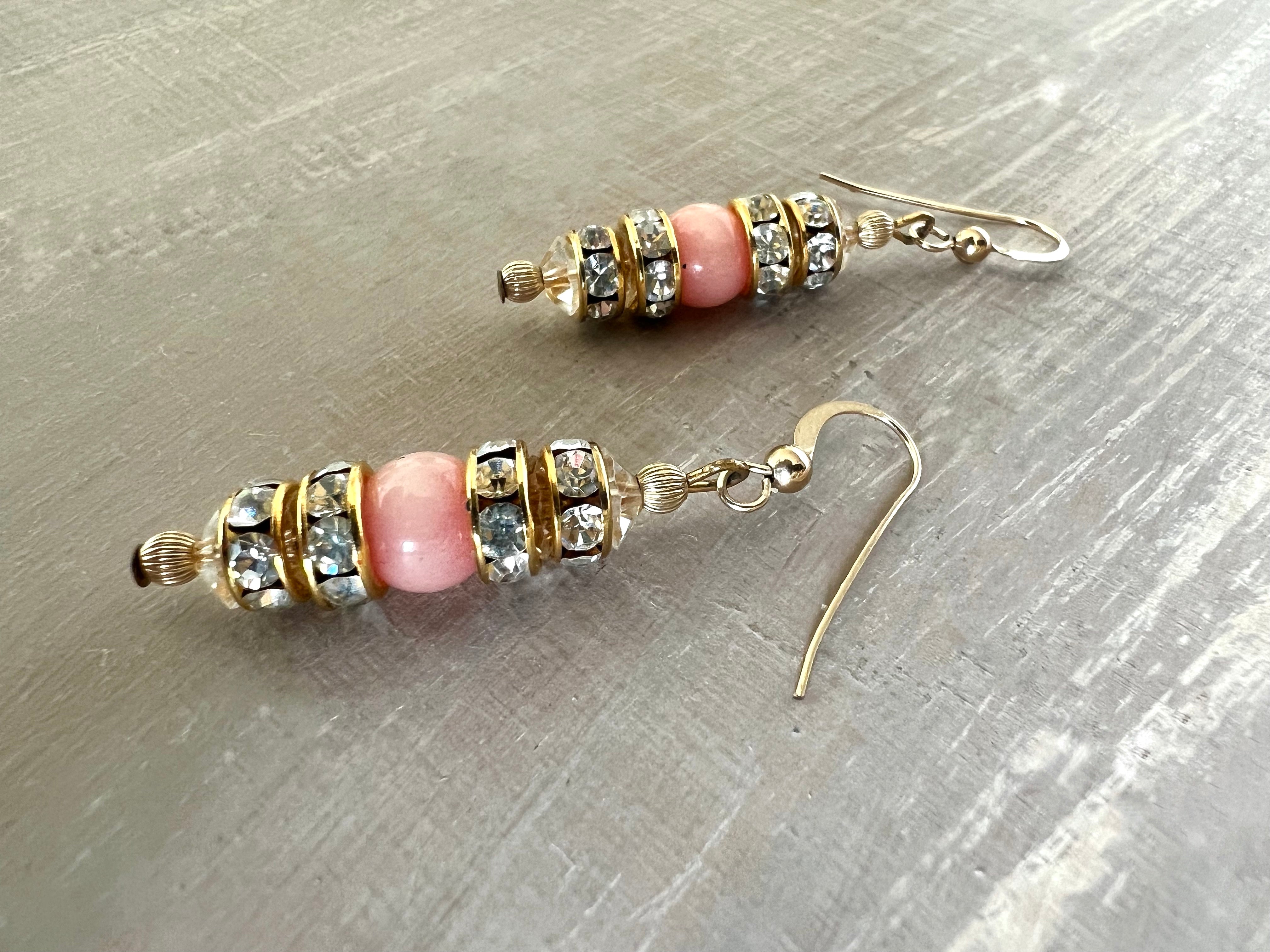 RGS-E056: Handcrafted Crystal & Coral Earrings