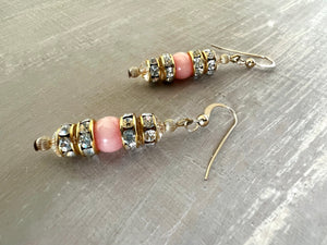 RGS-E056: Handcrafted Crystal & Coral Earrings