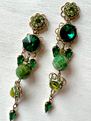 RGS-E076: Handcrafted Crystal Earrings with semi precious beads