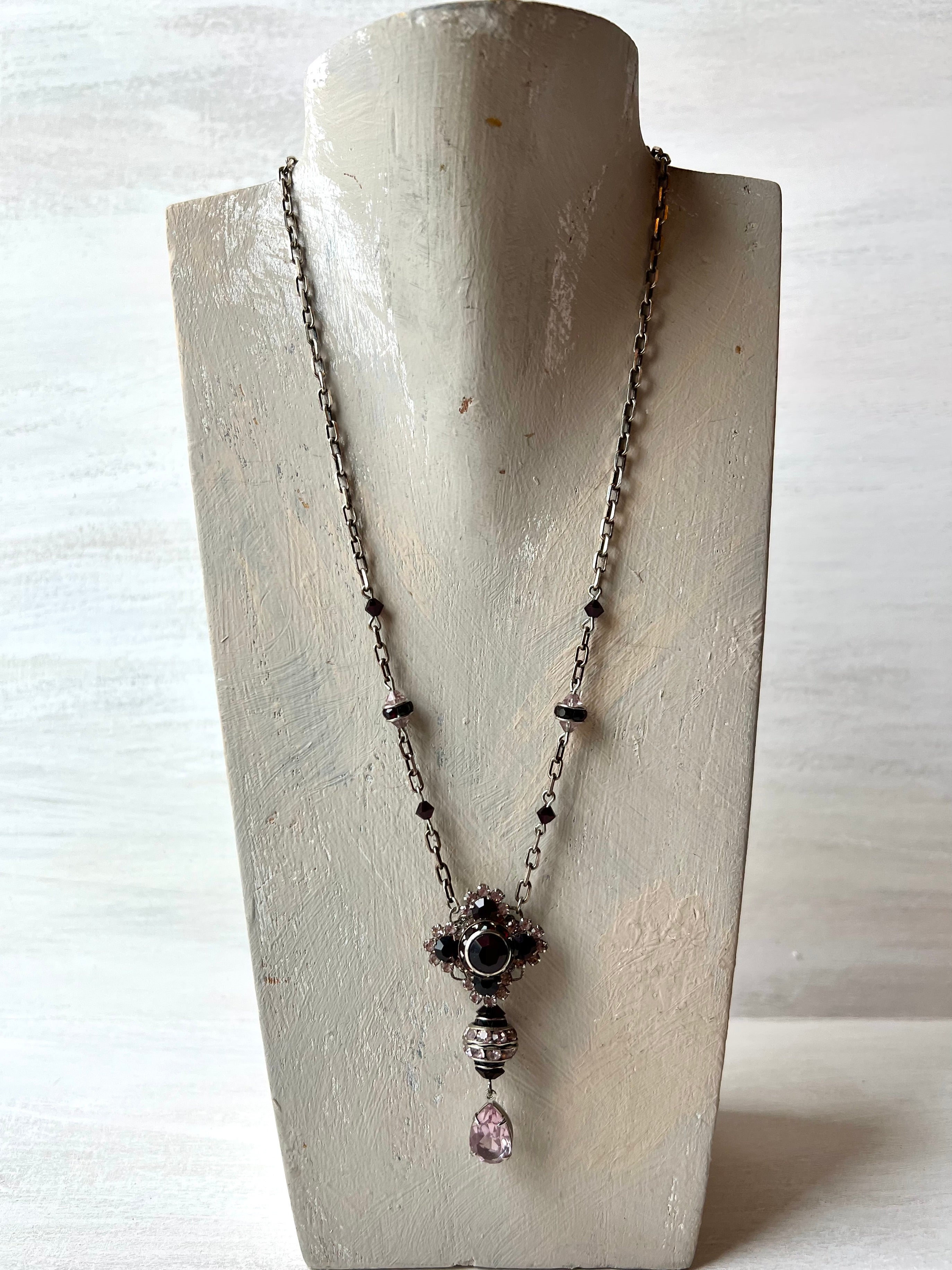 RGS-N062: Handcrafted Sterling Silver & Swarovski Crystal Chain Necklace