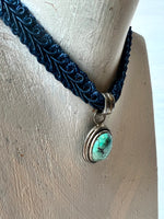 RGS-N047: Handcrafted Natural Turquoise Choker Ribbon Necklace
