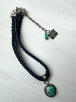 RGS-N047: Handcrafted Natural Turquoise Choker Ribbon Necklace