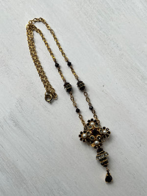 RGS-N063: Handcrafted Brass & Swarovski Crystal Chain Necklace