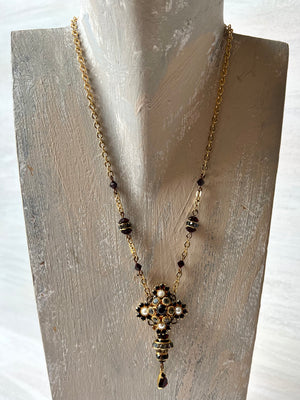 RGS-N063: Handcrafted Brass & Swarovski Crystal Chain Necklace