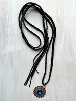 RGS-N067: Handcrafted Swarovski Crystal Leather Braided Rope Necklace