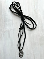 RGS-N072: Handcrafted Swarovski Crystal Leather Braided Rope Necklace