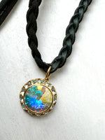 RGS-N073: Handcrafted Swarovski Crystal Leather Braided Rope Necklace