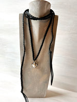 RGS-N068: Handcrafted Swarovski Crystal Leather Braided Rope Necklace