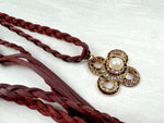 RGS-N076: Handcrafted Swarovski Crystal Leather Braided Rope Necklace