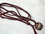 RGS-N075: Handcrafted Swarovski Crystal Leather Braided Rope Necklace