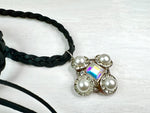 RGS-N070: Handcrafted Swarovski Crystal Leather Braided Rope Necklace