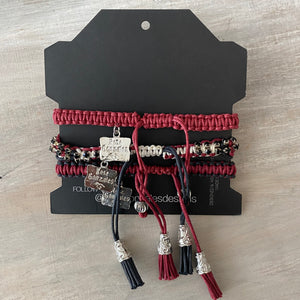 GameDay: Crimson & Black - Macrame String Bracelet Set