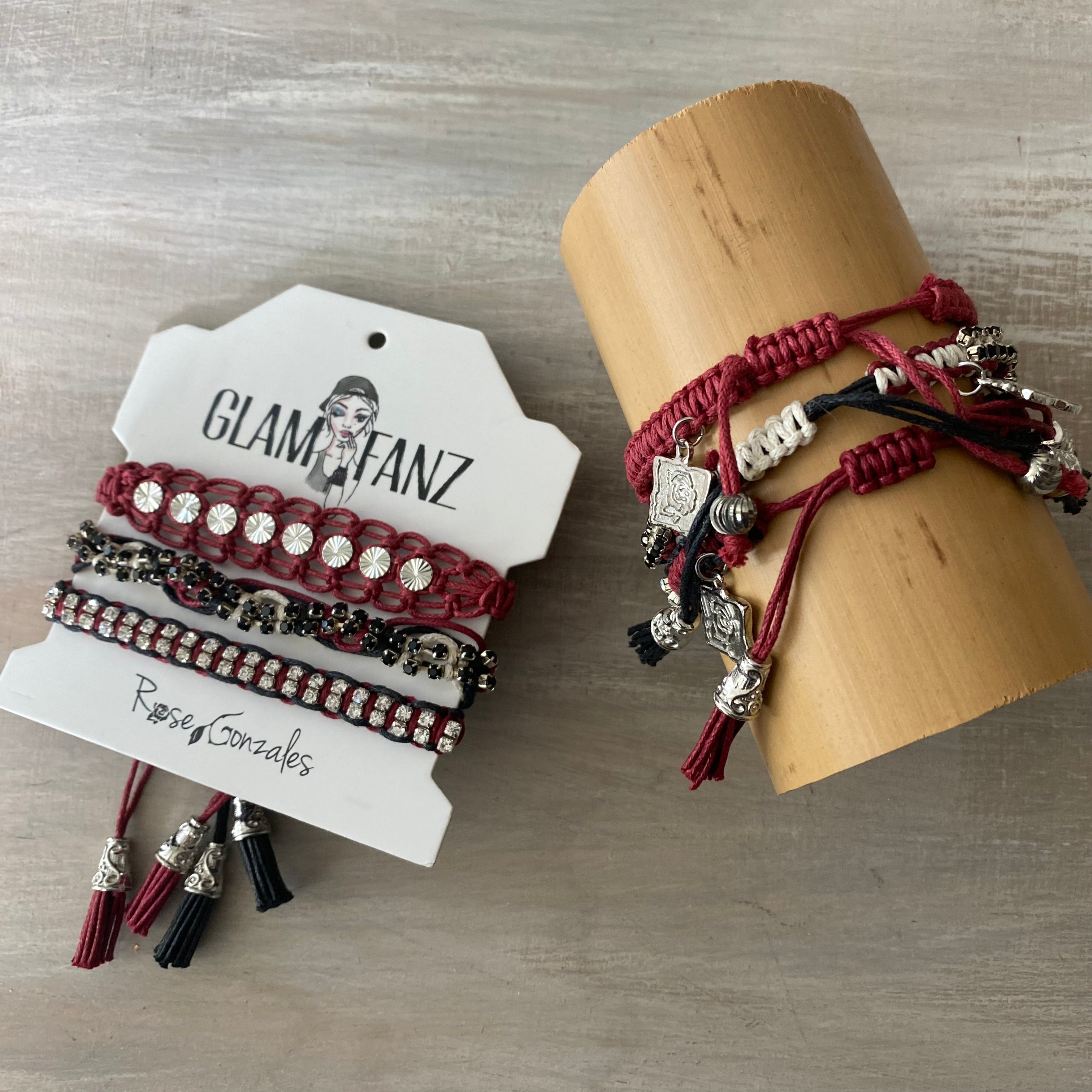GameDay: Crimson & Black - Macrame String Bracelet Set