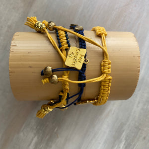 Game Day: Navy Blue & Athletic Gold - Macrame String Bracelet Set
