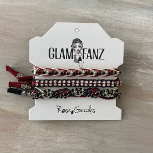 Game Day: Crimson, Black & White- Macrame String Bracelet Set