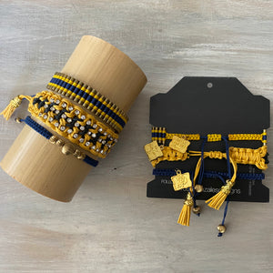 Game Day: Navy Blue & Athletic Gold - Macrame String Bracelet Set