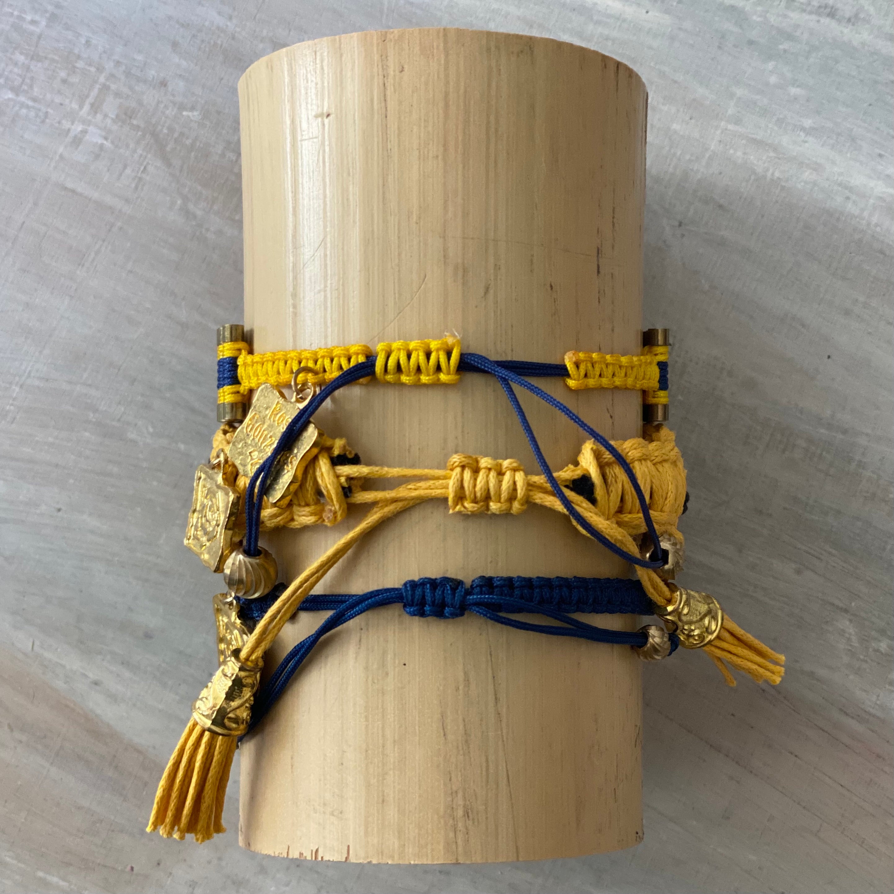 Game Day: Navy Blue & Athletic Gold - Macrame String Bracelet Set