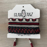 Game Day: Crimson & Black - Macrame String Bracelet Set