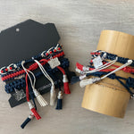 Game Day: Navy Blue, Red & White - Macrame String Bracelet Set