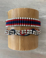 Game Day: Blue, Red & White- Macrame String Bracelet Set