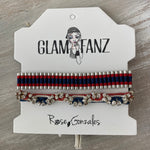 Game Day: Blue, Red & White- Macrame String Bracelet Set