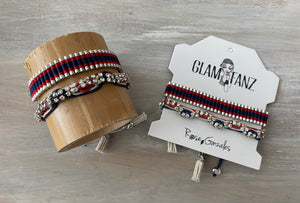 Game Day: Blue, Red & White- Macrame String Bracelet Set