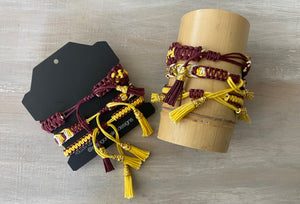 Game Day: Maroon & Yellow - Macrame String Bracelet Set