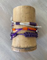 Game Day: Purple, Orange & White - Macrame String Bracelet Set