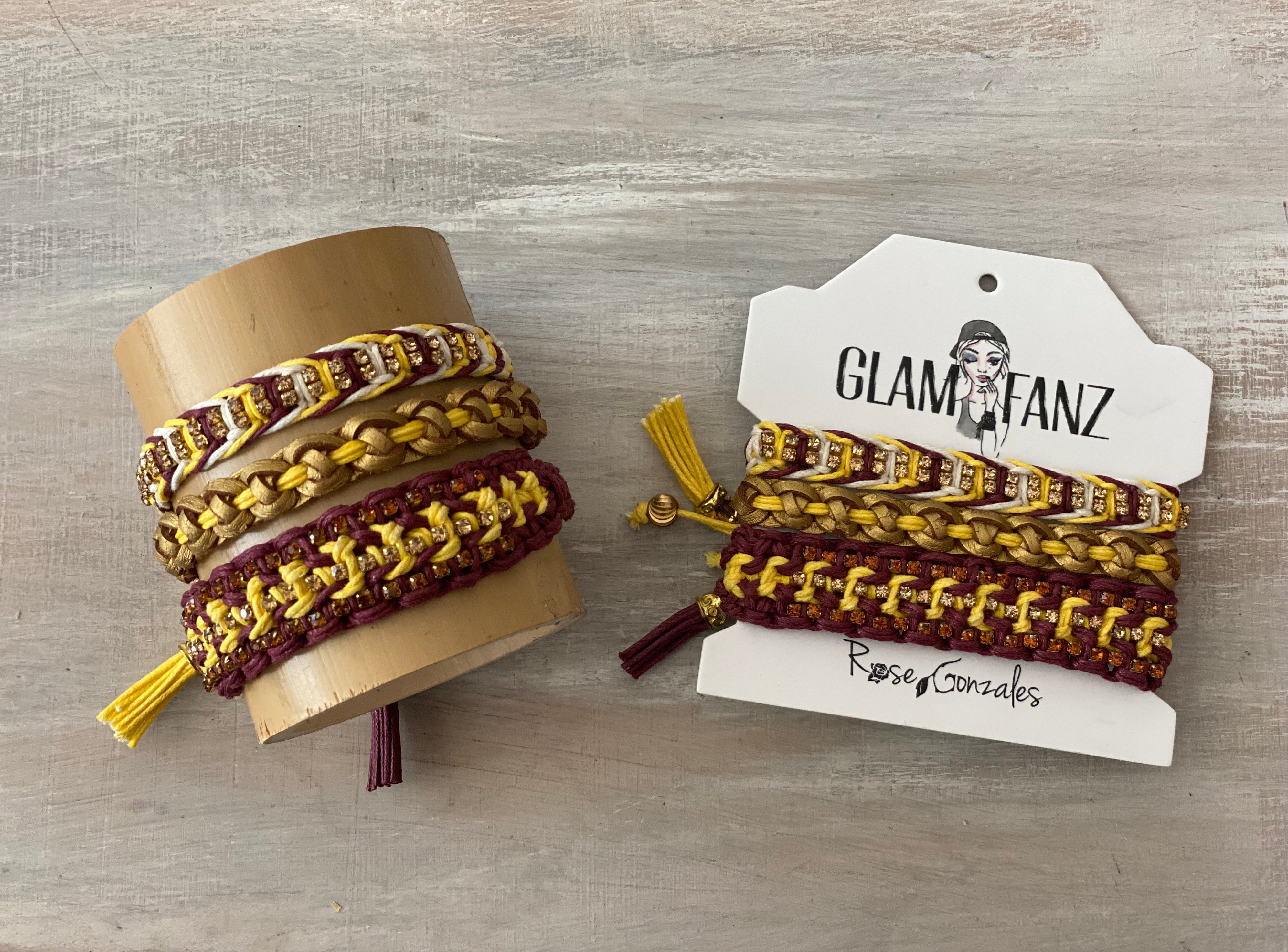 Game Day: Maroon & Yellow - Macrame String Bracelet Set