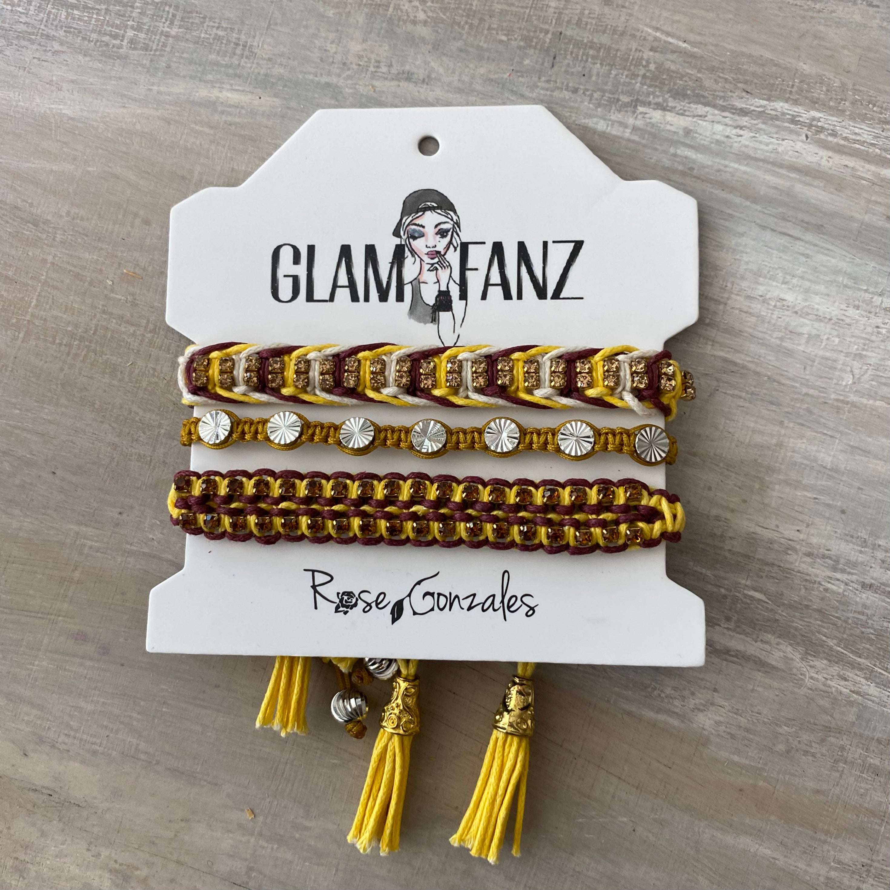 Game Day: Maroon & Yellow - Macrame String Bracelet Set