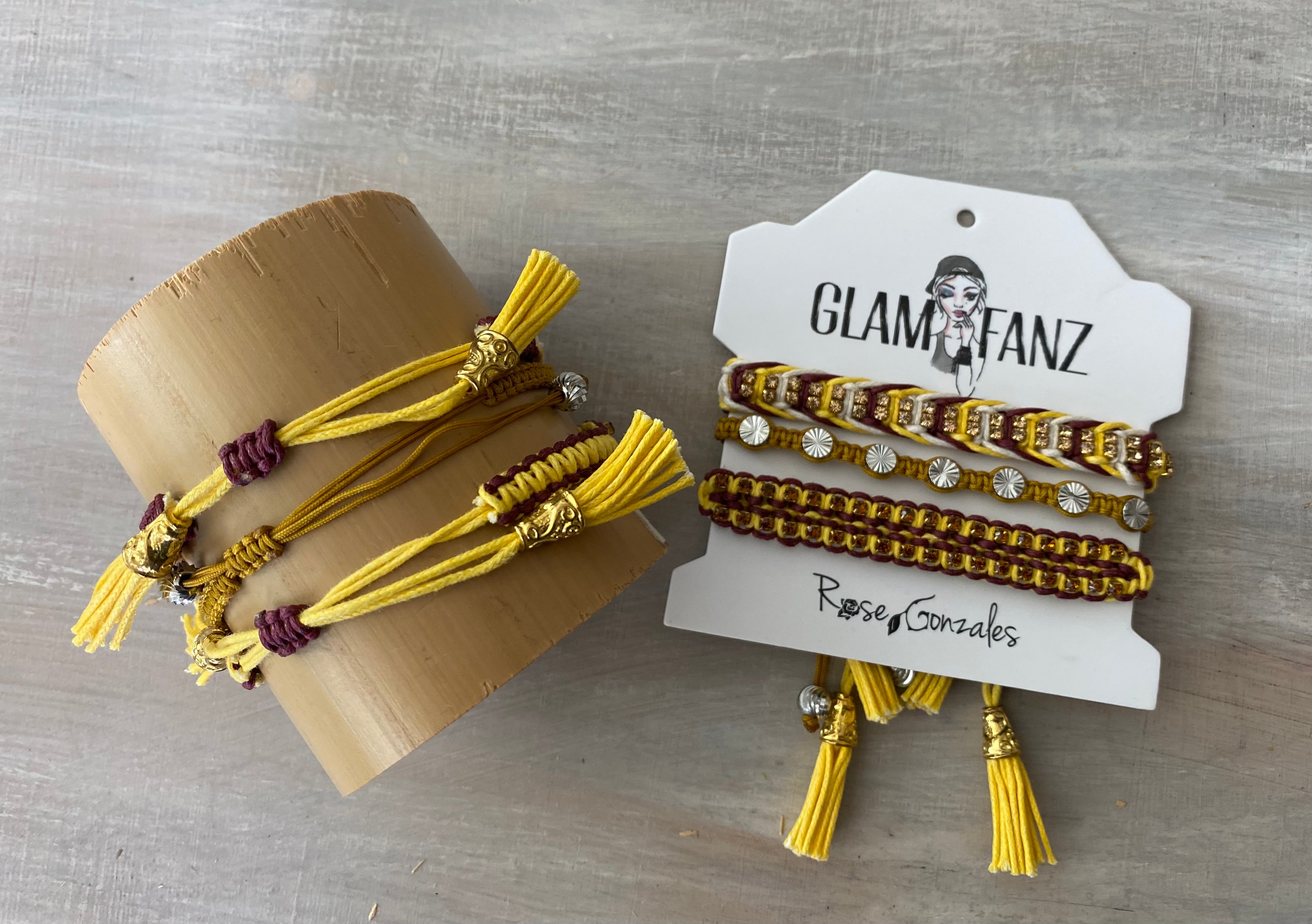 Game Day: Maroon & Yellow - Macrame String Bracelet Set