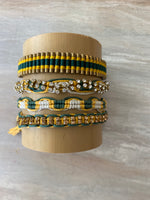 Game Day: Teal Green & Athletic Gold - Macrame String Bracelet Set