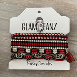 Game Day: Black, Red & White- Macrame String Bracelet Set