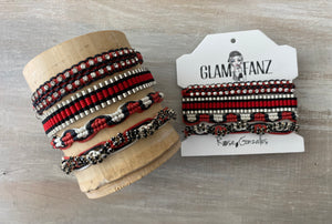 Game Day: Black, Red & White- Macrame String Bracelet Set