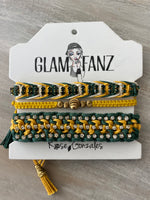 Game Day: Teal Green & Athletic Gold - Macrame String Bracelet Set