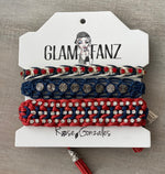 Game Day: Red, White & Blue-  Macrame String Bracelet Set