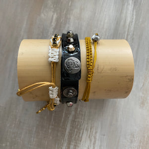 Game Day: Black & Old Gold- Macrame String Bracelet Set