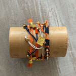 Game Day: Navy Blue & Orange w/white - Macrame String Bracelet Set
