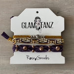 Game Day: Purple, Old Gold & White - Macrame String Bracelet Set