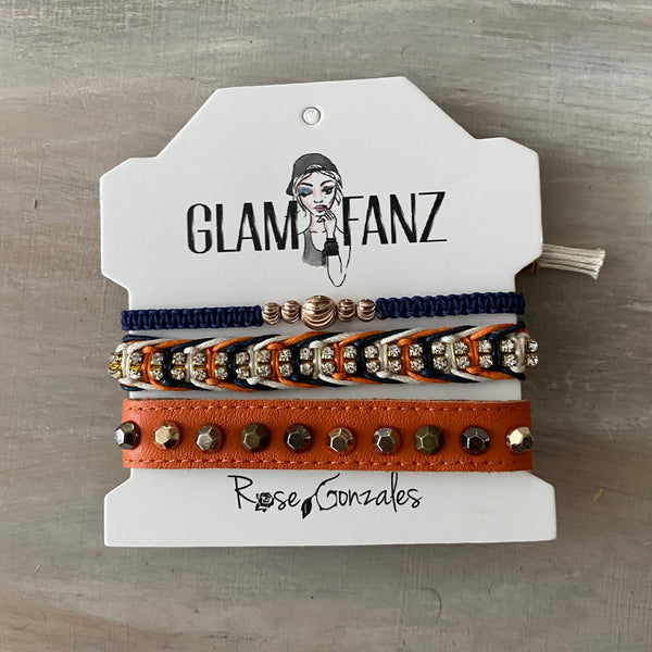 Game Day: Navy Blue & Orange w/white - Macrame String Bracelet Set – Rose  Gonzales