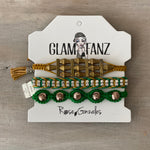 Game Day: Green & Old Gold -Macrame String Bracelet Set